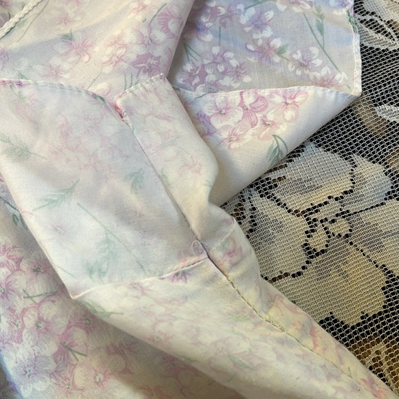 Vtg Lady Manhattan Nightgown Purple White Floral Snap Front Pocket - Picture 12 of 14
